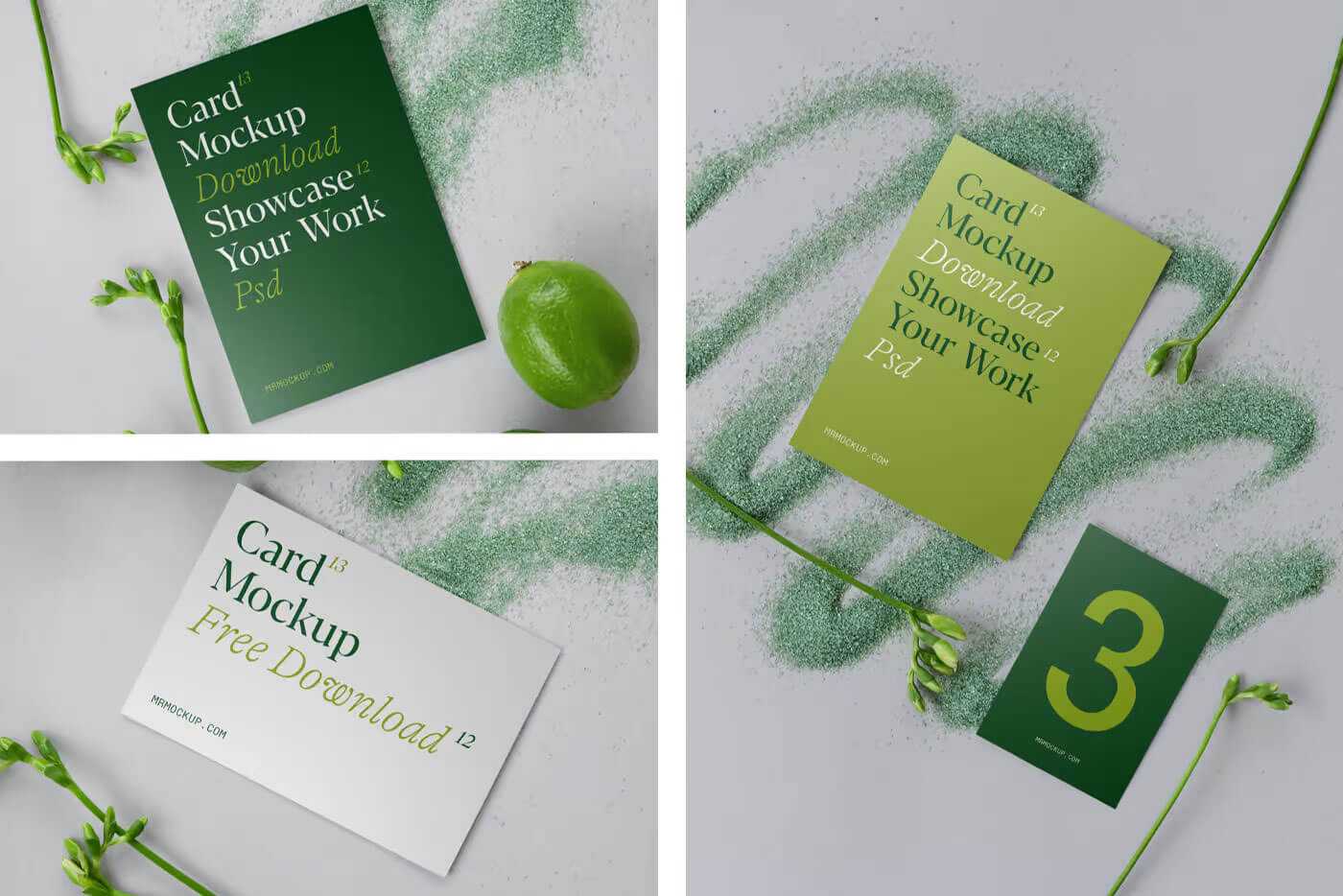 4 Different Size Cards Mockup Free PSD set