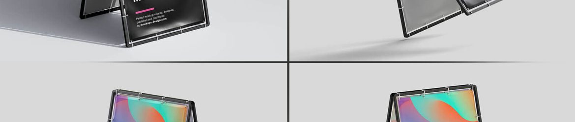 4 Free A-Shape Banner Stand Mockup PSD Files