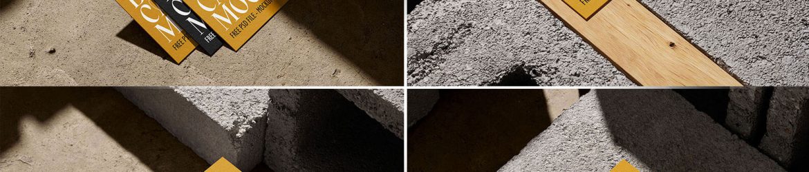 4 Free Business Card Mockups Placed on Concrete Brick