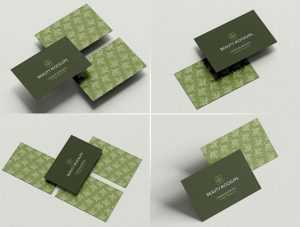 4 Free Business Cards Mockup in Paper Background