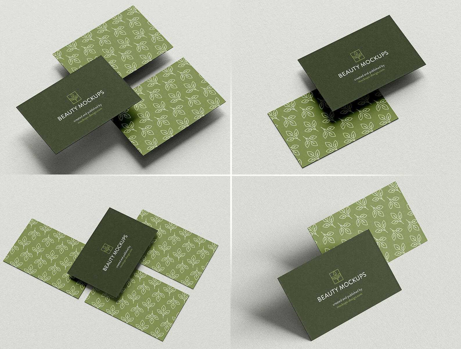4 Free Business Cards Mockup in Paper Background
