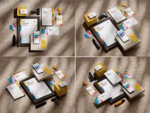 4 Free Corporate Stationery Logo Branding Mockup PSD Files