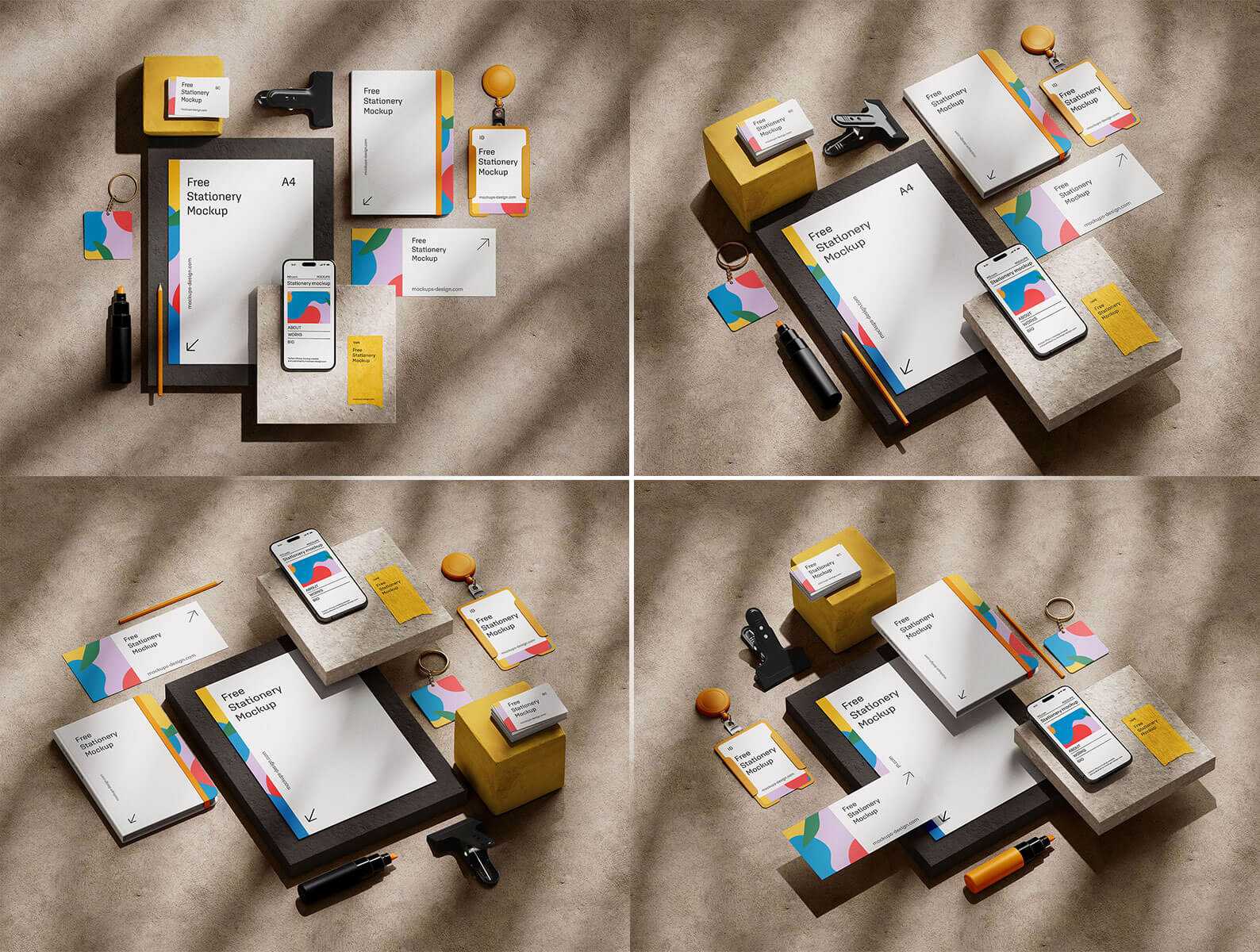 4 Free Corporate Stationery Logo Branding Mockup PSD Files