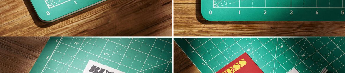 4 Free Creative Business Card Mockup Scne On Cutting Mat PSD Files