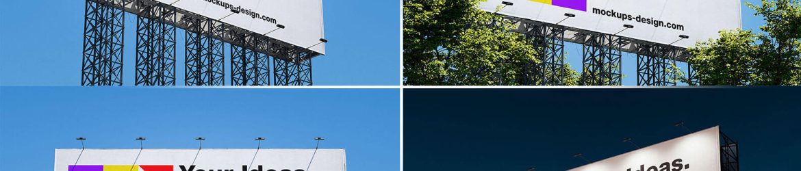 4 Free Dual Sided Large Format Billboard Mockup PSD Files