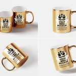 4 Free Gold Coffee Mug Mockup PSD Files