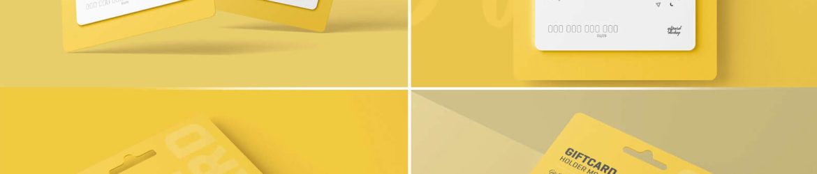 4 Free Hanging Blister Gift Card Holder Mockups PSD set