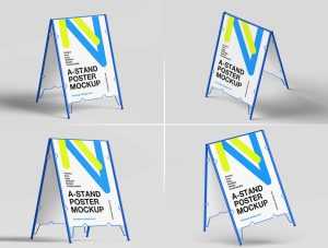 4 Free Minimal Metal A-Frame Stand Mockup PSD Files