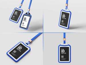 4 Free Plastic Case ID Card Holder Mockup PSD Set