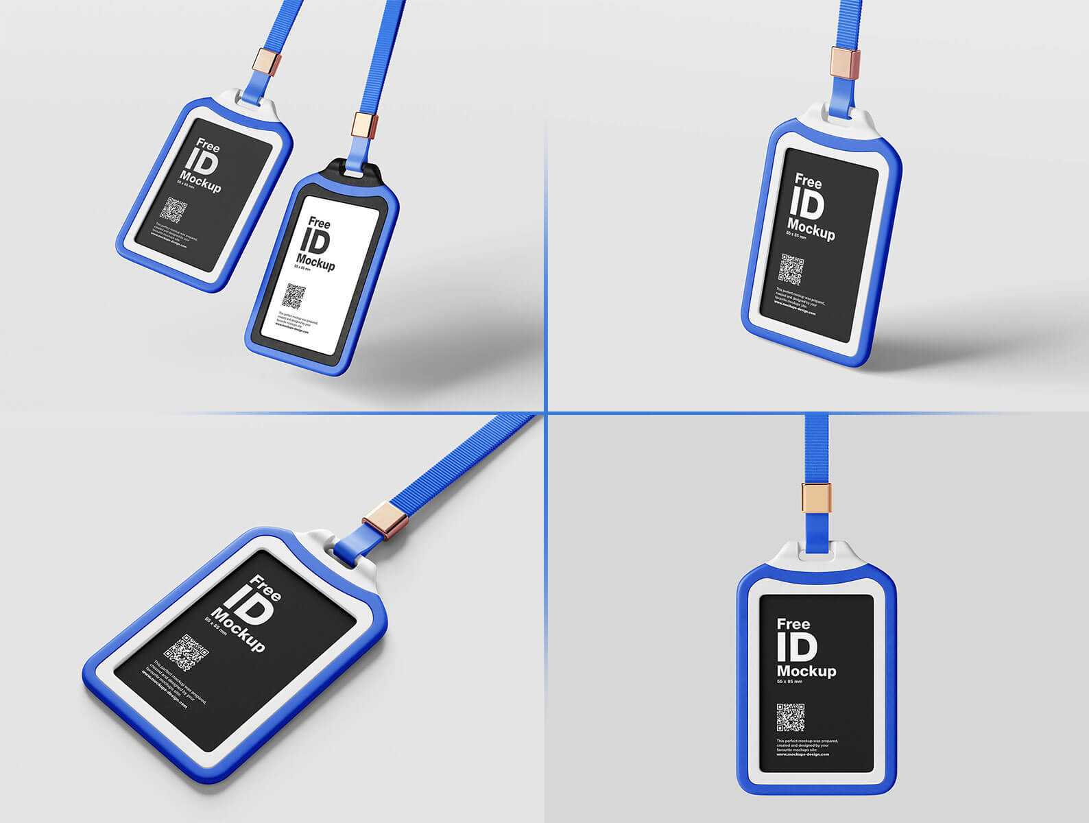 4 Free Plastic Case ID Card Holder Mockup PSD Set