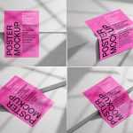 4 Free Poster / Flyer Mockups on Concrete Background Scene PSD set