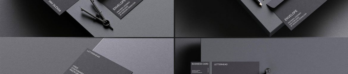 4 Free Premium Dark Branding Stationery Mockups PSD Files