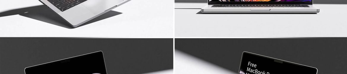 4 Free Premium MacBook Pro Mockup PSD Set – Realistic Laptop Mockup Collection