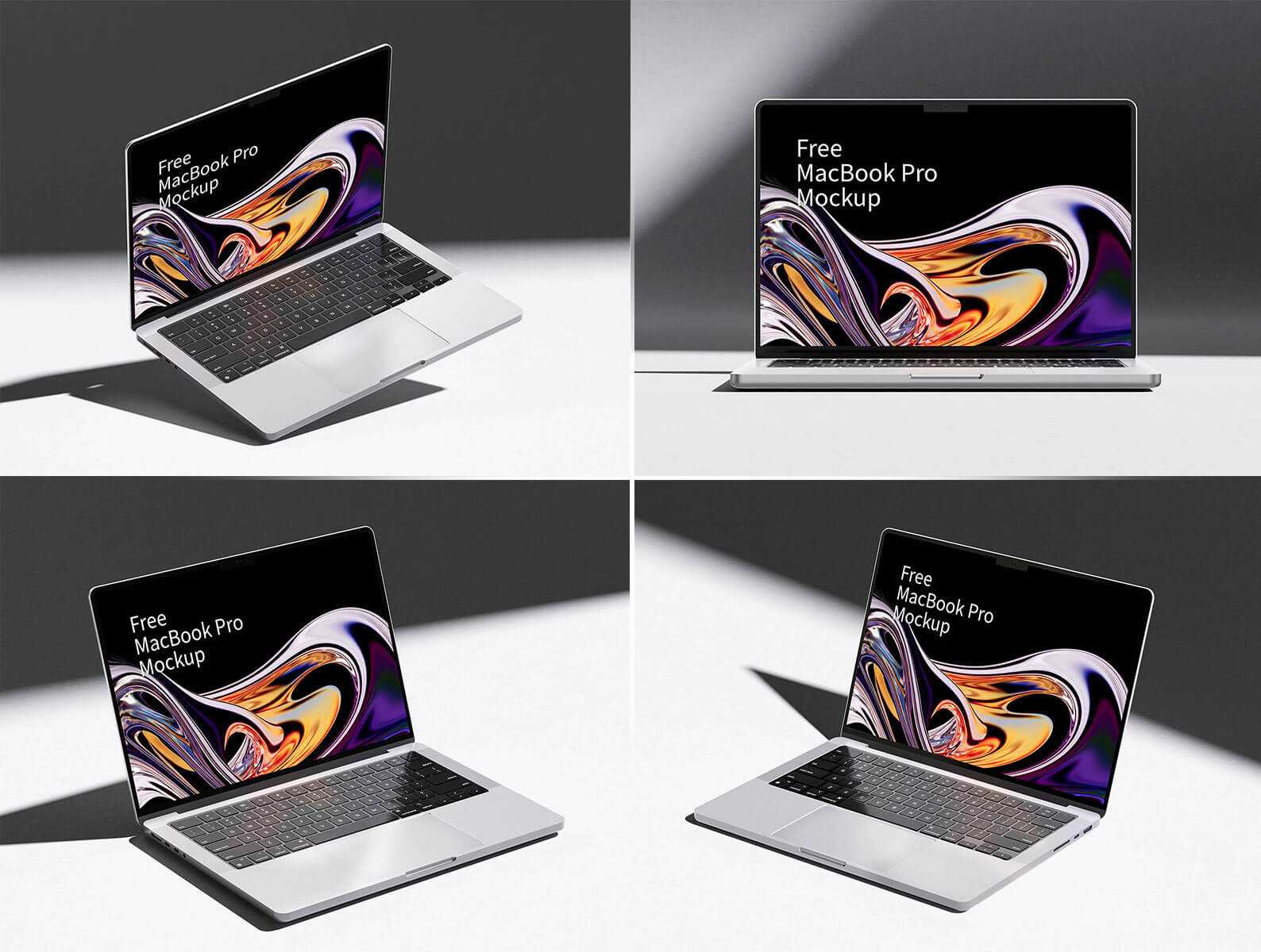 4 Free Premium MacBook Pro Mockup PSD Set – Realistic Laptop Mockup Collection