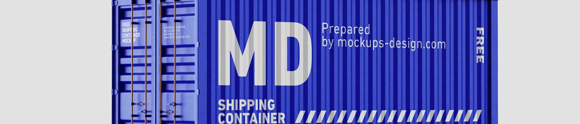 4 Free Shipping Container Mockup PSD Set