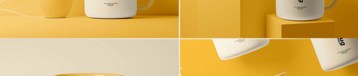 4 Free Sleek Enamel Mug Mockups PSD Files