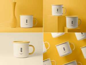 4 Free Sleek Enamel Mug Mockups PSD Files