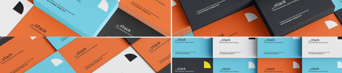 4 Free Stacked Business Cards Mockups PSD Set