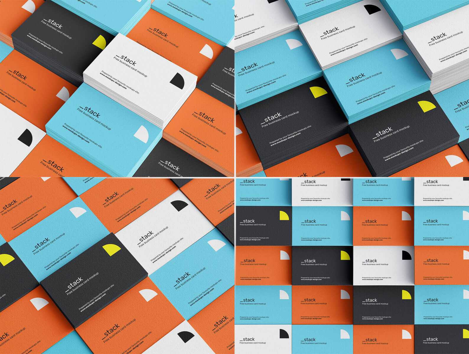 4 Free Stacked Business Cards Mockups PSD Set