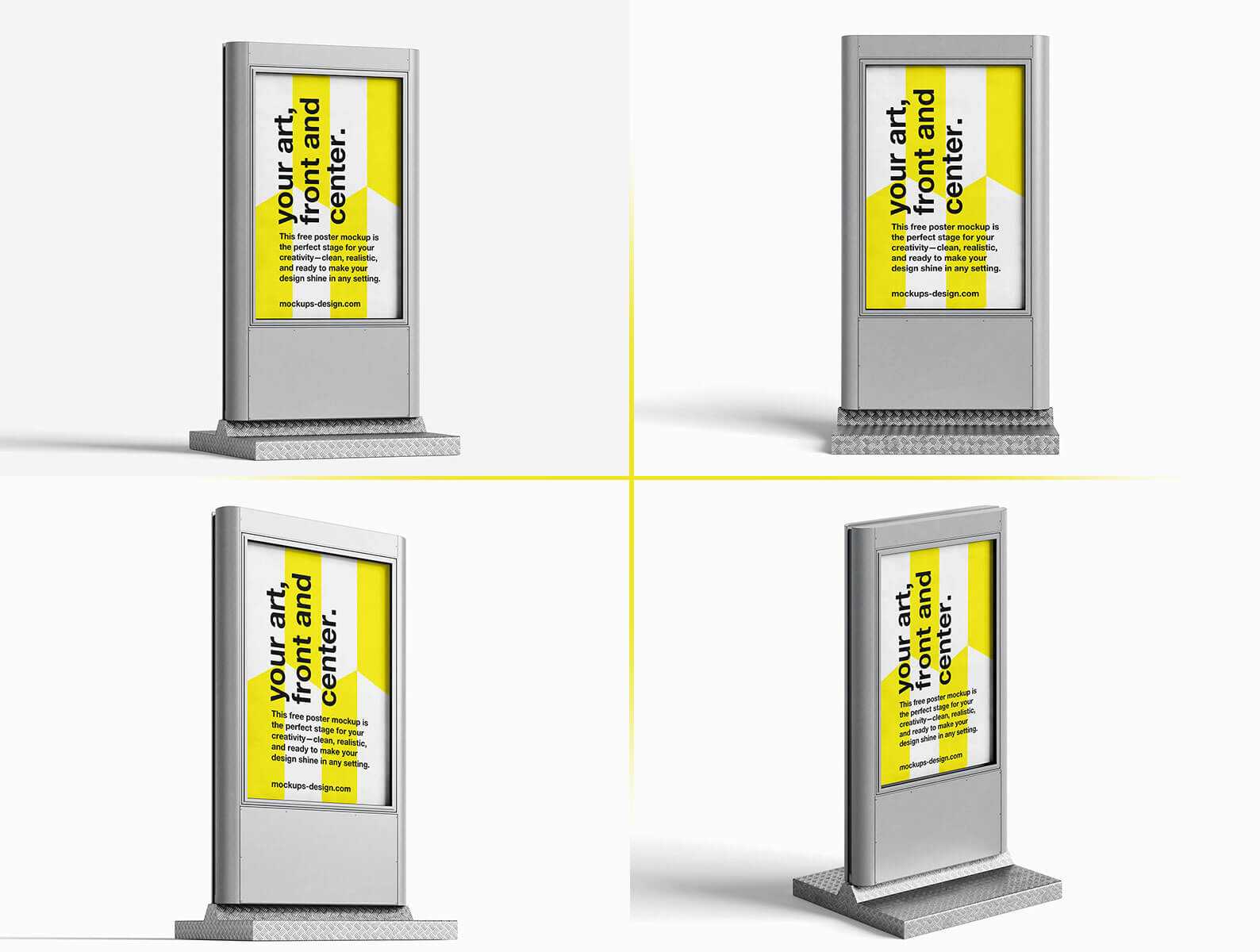 4 Free Stand Alone Citylight Mupi Mockup PSD Files