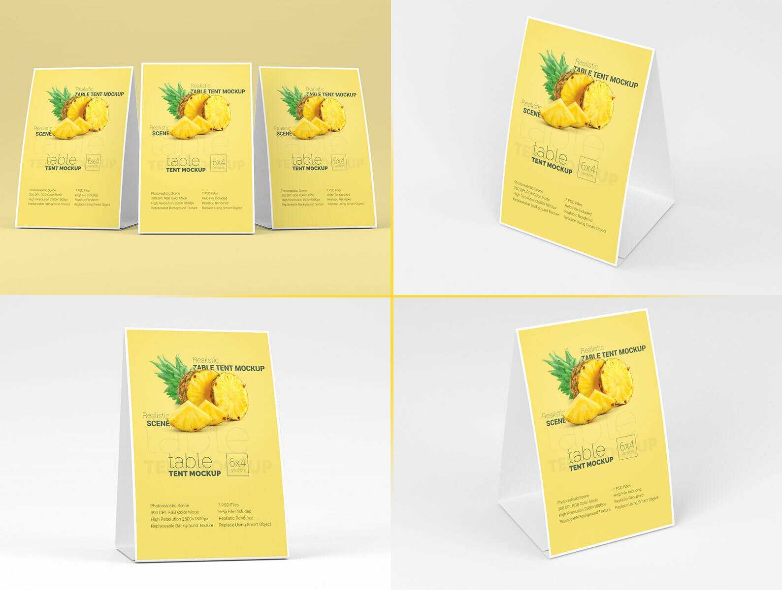 4 Free Table Tent Menu Mockups PSD Files