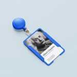 4 Free Vertical ID Card Badge Holder Reel Mockup PSD Set