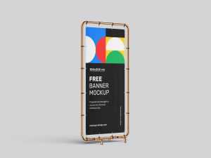 4 Free Vertical Standing Banner Mockup PSD Set
