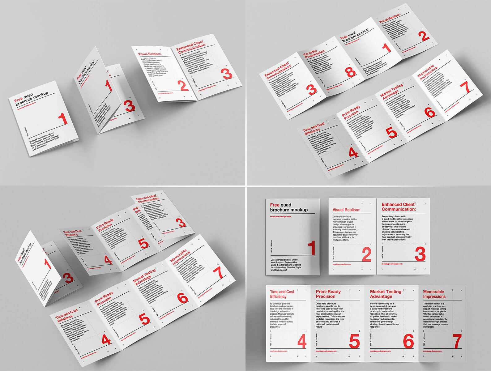 5 Free Accordion 4-Fold Brochure Mockup PSD Files