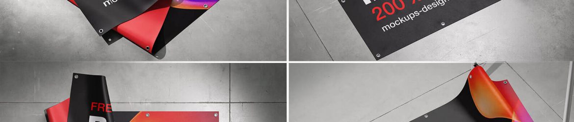 5 Free Ad Banner Mockup Laying on Floor