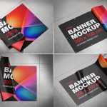 5 Free Ad Banner Mockup Laying on Floor