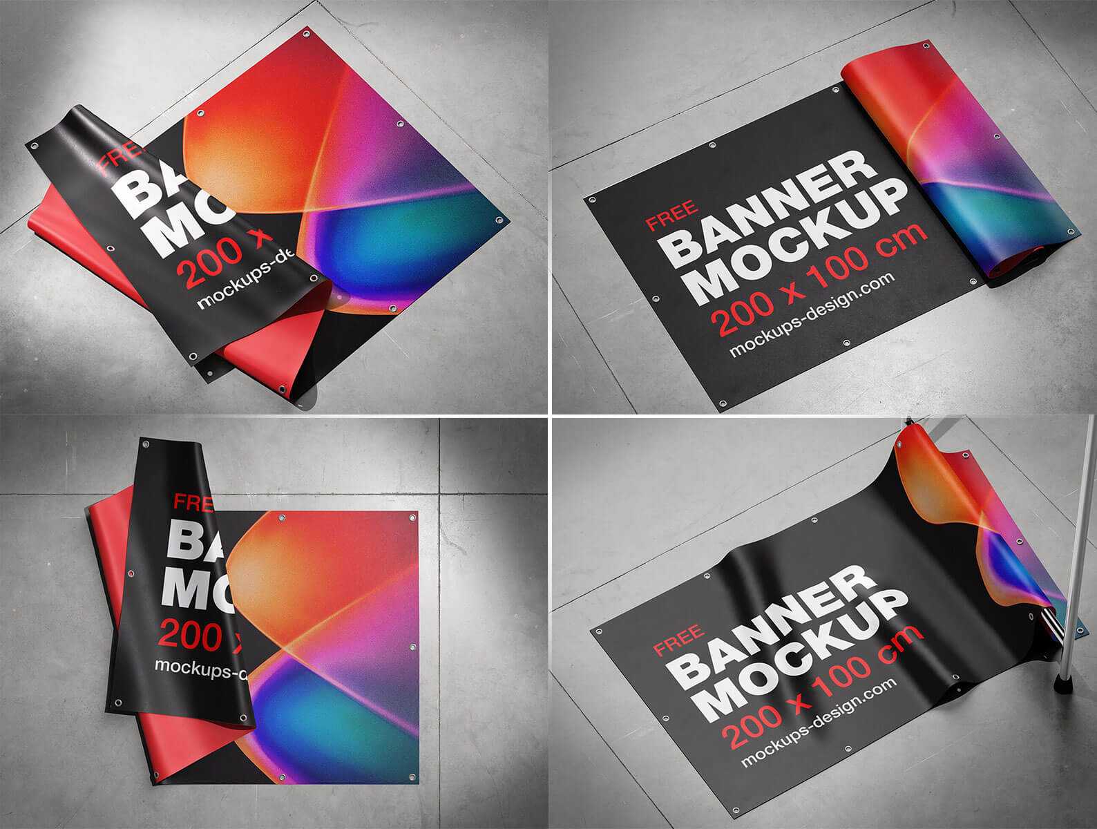 5 Free Ad Banner Mockup Laying on Floor