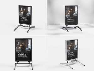 5 Free Ads Signage Stand Mockup PSD Files