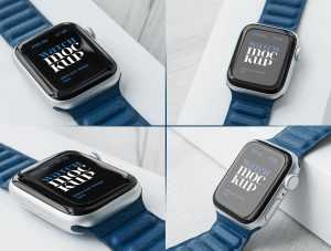 5 Free Apple Watch Mockups with Blue Band