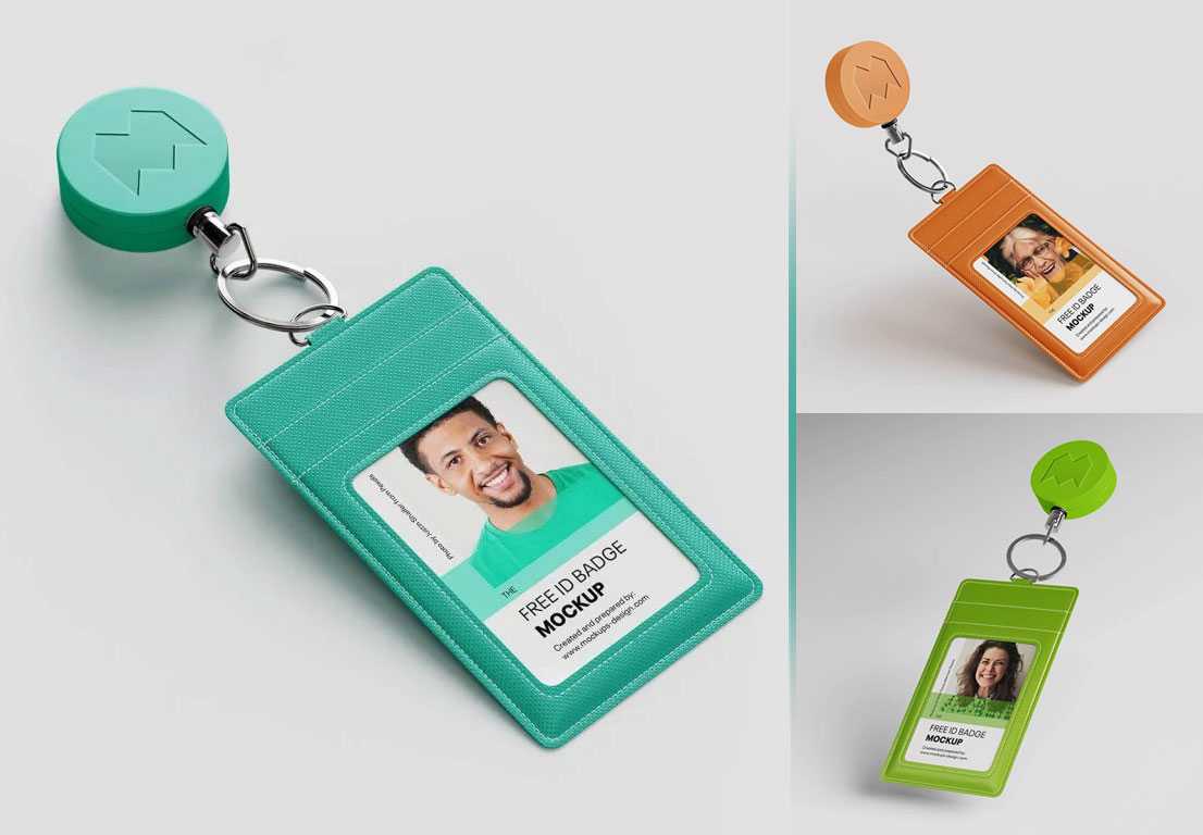 5 Free Badge Reel Retractable ID Card Mockup PSD Files