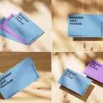 5 Free Business Cards On Wooden Planks Mockup PSD Files