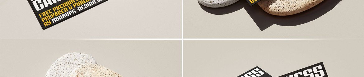 5 Free Business Cards With Stones Mockup PSD