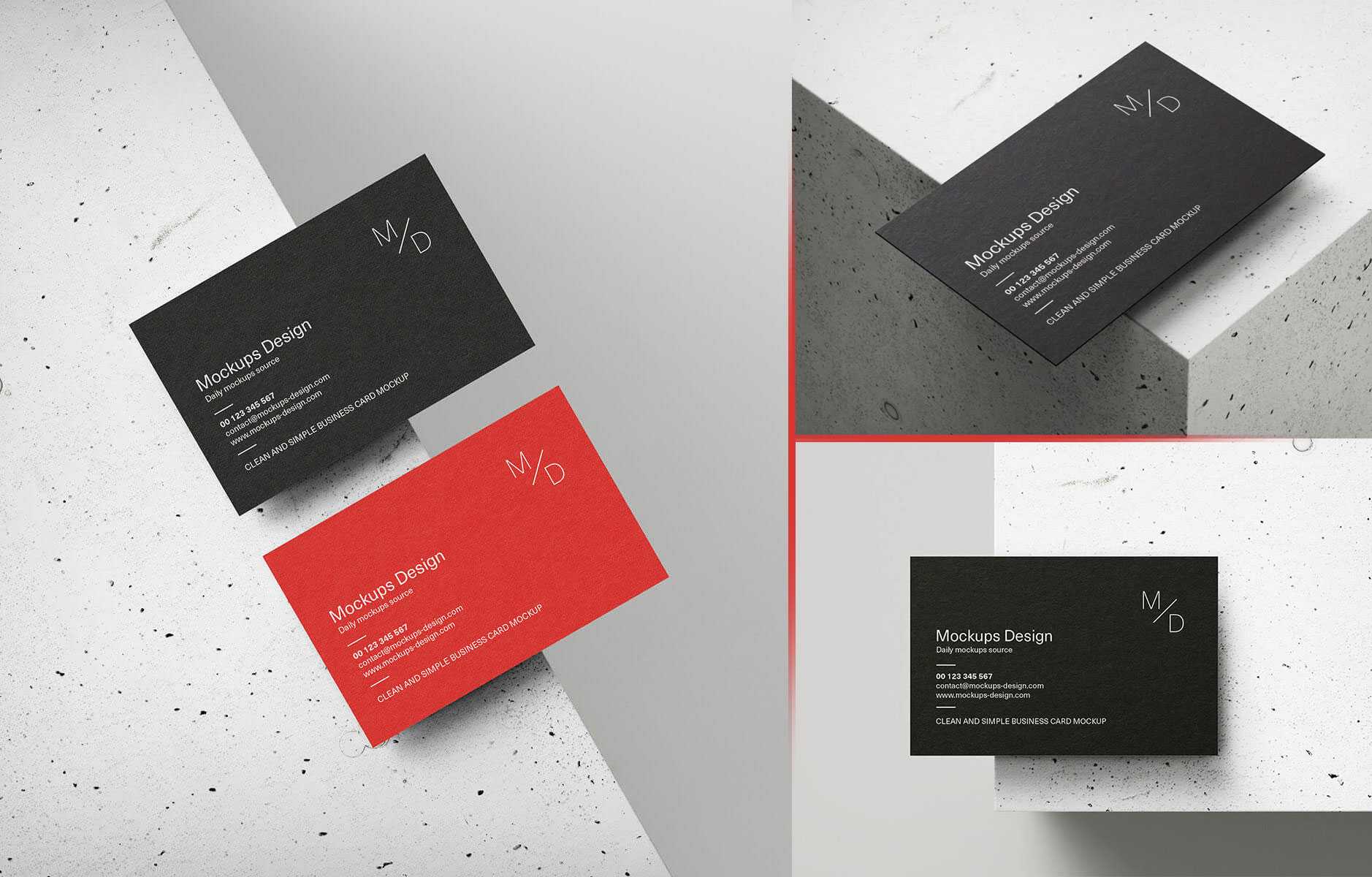 5 Free Concrete Cube Business Card Mockup PSD Files