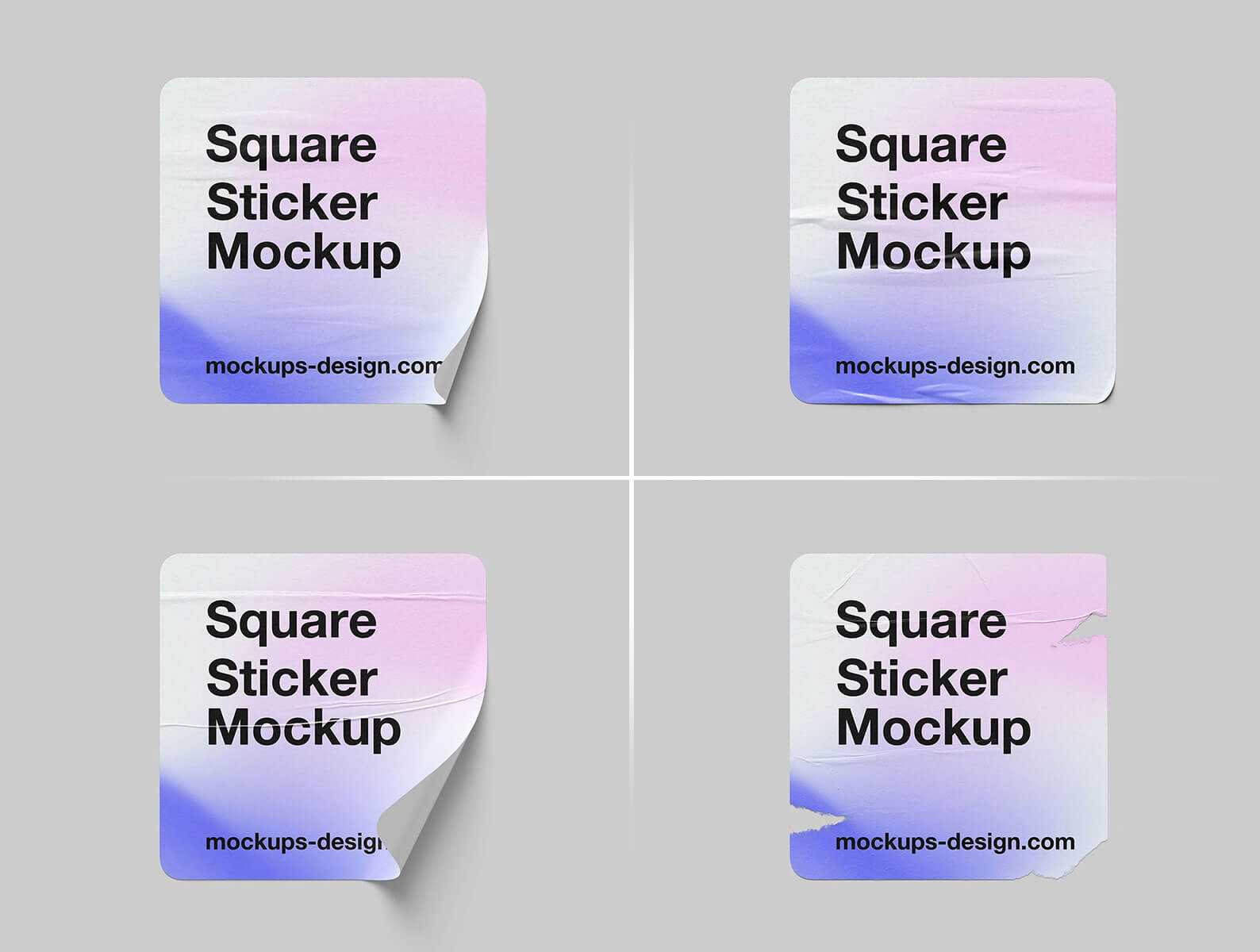 5 Free Corner Rounded Square Sticker Mockup PSD Set