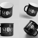 5 Free Customizable Classic Enamel Mug Mockups PSD set