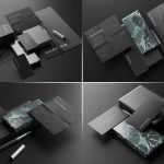 5 Free Dark Premium Corporate Stationery Mockup PSD set