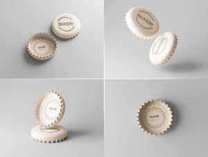 5 Free Fizzy Drink Crown Bottle Cap Mockup PSD set