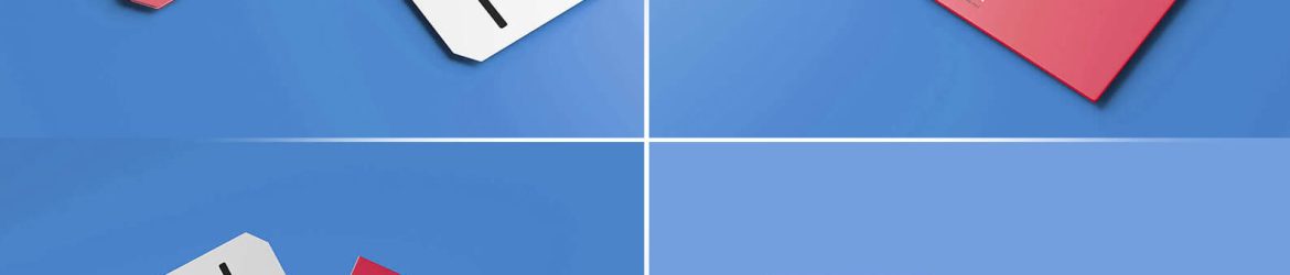 5 Free Floppy Disk Shape Square Business Card Mockups PSD set