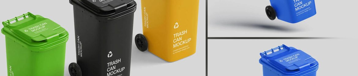 5 Free Garbage Bin / Trash Can Mockup PSD Files