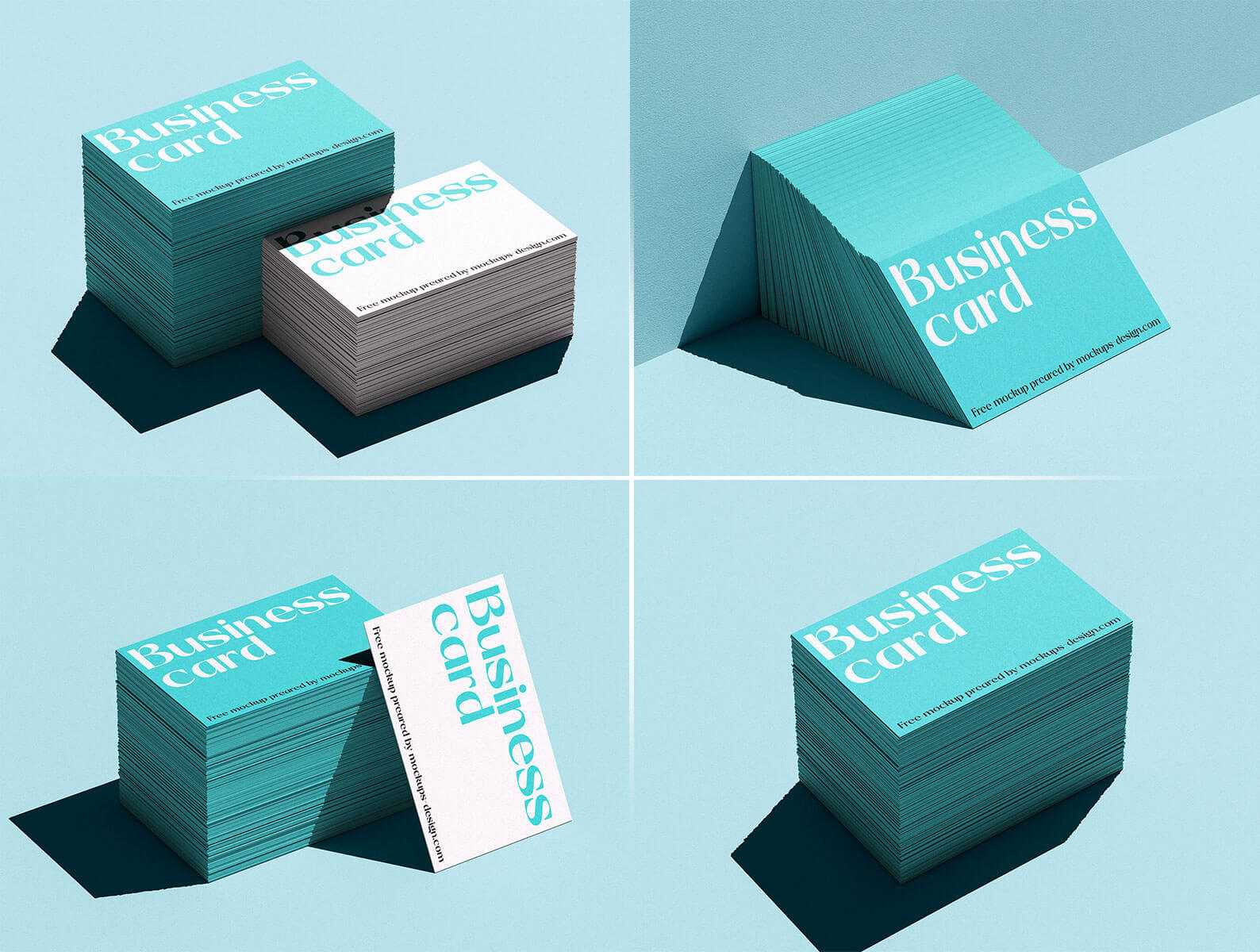 5 Free Hard Shadow Stacked Business Cards Mockups PSD Files
