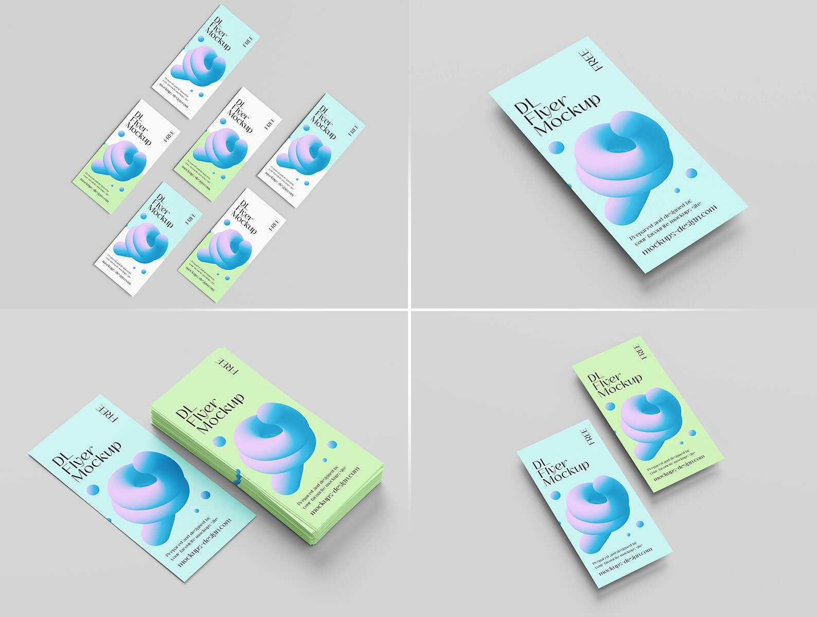 5 Free Minimalist DL Flyer Mockups PSD Files