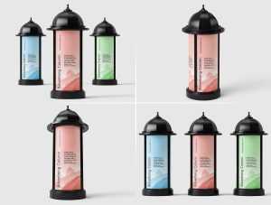 5 Free Morris Advertising Column Pillar Poster Mockup PSD Files