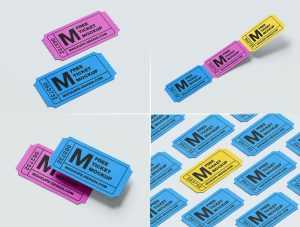 5 Free Paper Ticket / Coupon Mockup PSD Files
