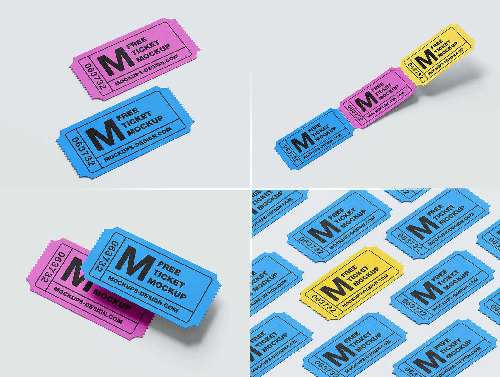 5 Free Paper Ticket / Coupon Mockup PSD Files