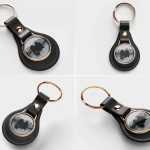 5 Free Premium Leather Round Keychain Mockup PSD Set