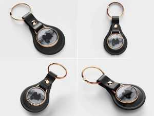 5 Free Premium Leather Round Keychain Mockup PSD Set
